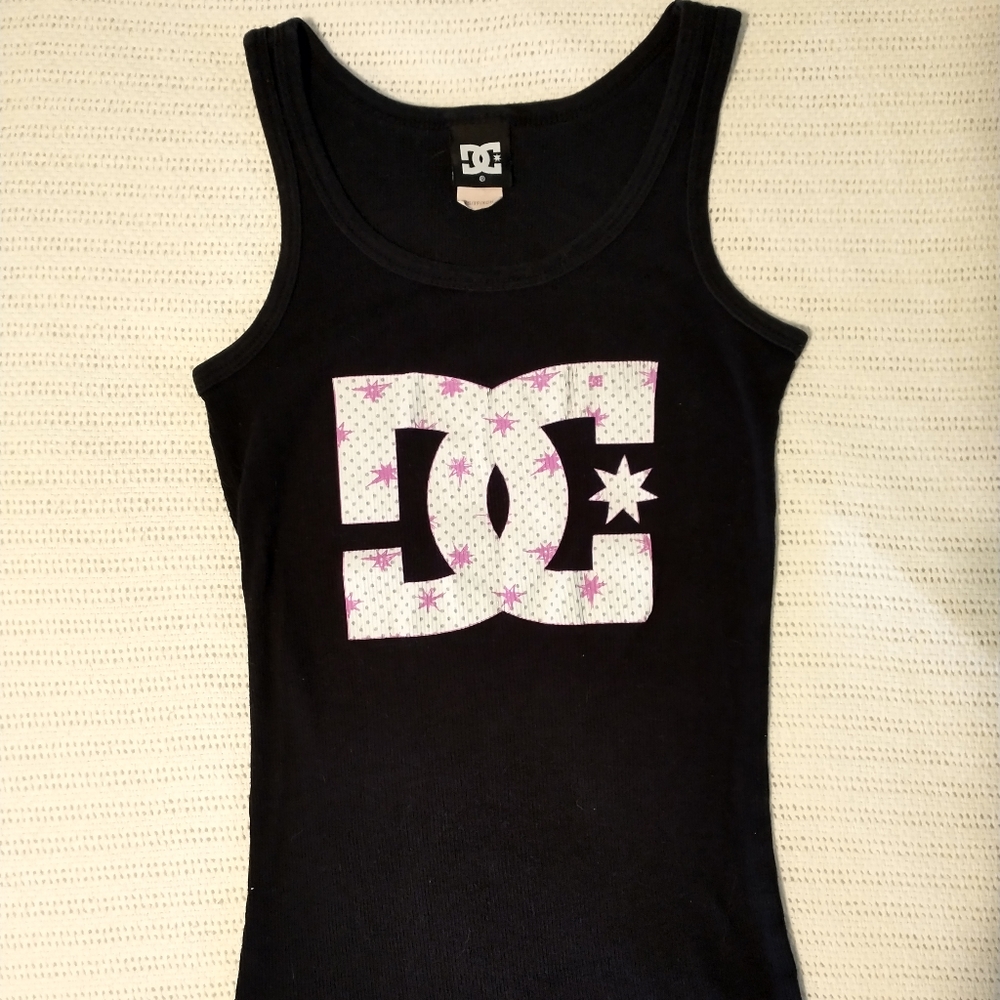 Women's DC Shoe Black Ribbed Tank Top XS
